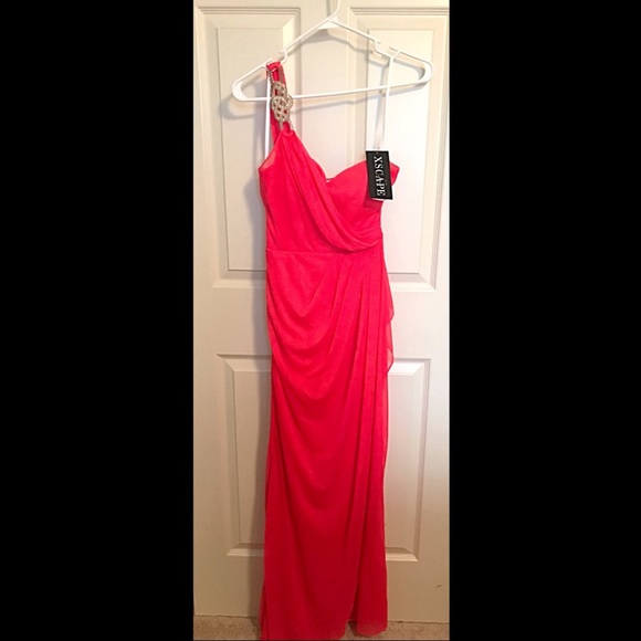 One Strap Prom Dress with Silver Detailing - Picture 3 of 4